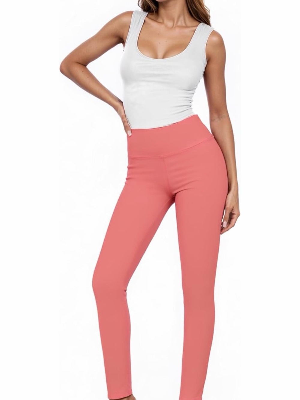 High-Waist Sculpting Leggings - Coral Pink